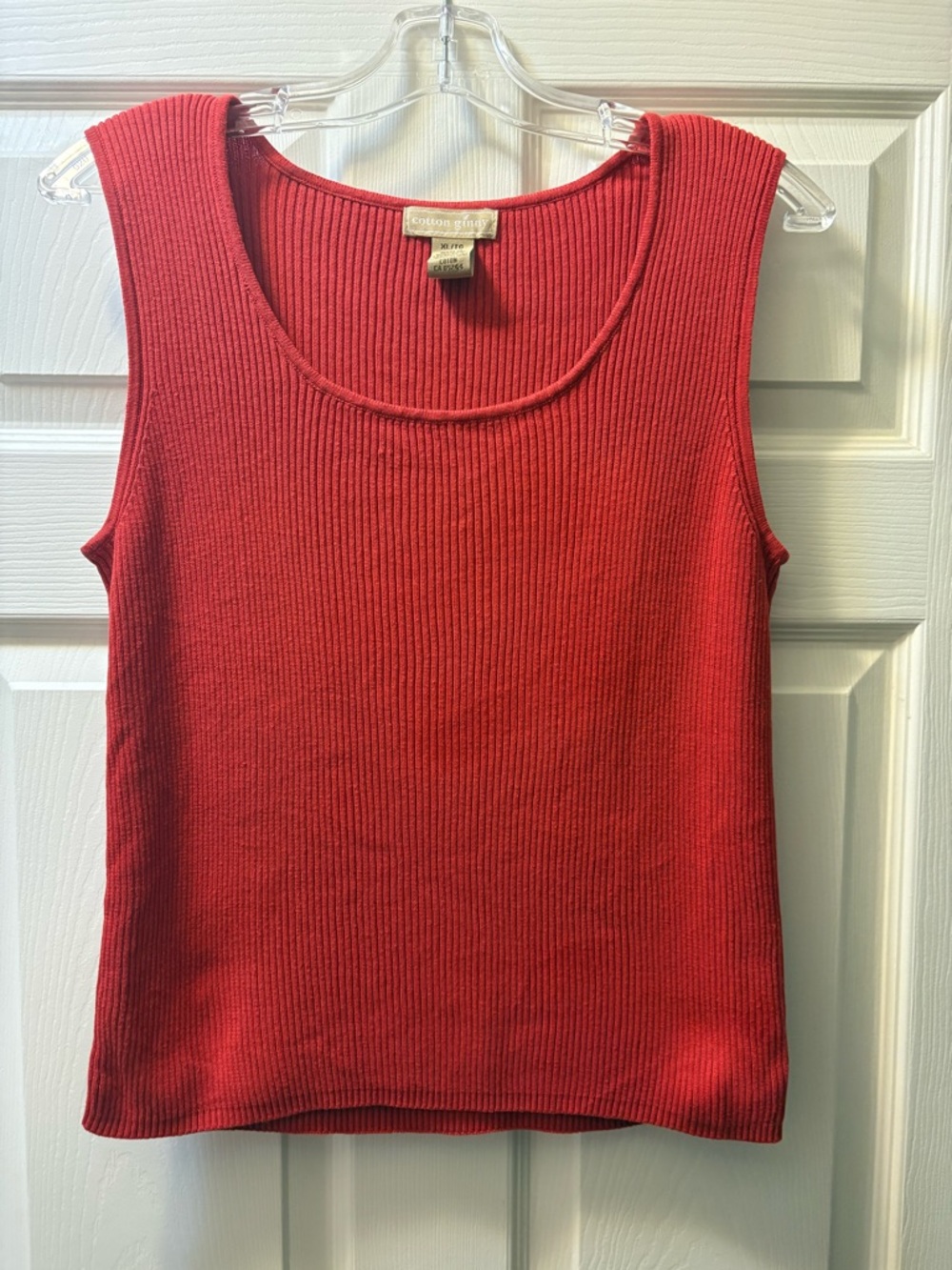 Vintage Cotton Ginny Poppy Ribbed Knit Tank Top 90s Cottagecore - Size XL